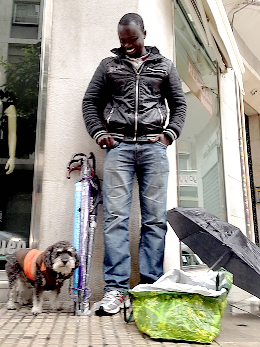 Giving out free umbrellas in Spain