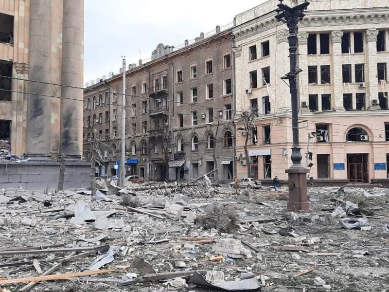 Center Square in Kharkiv after bombing