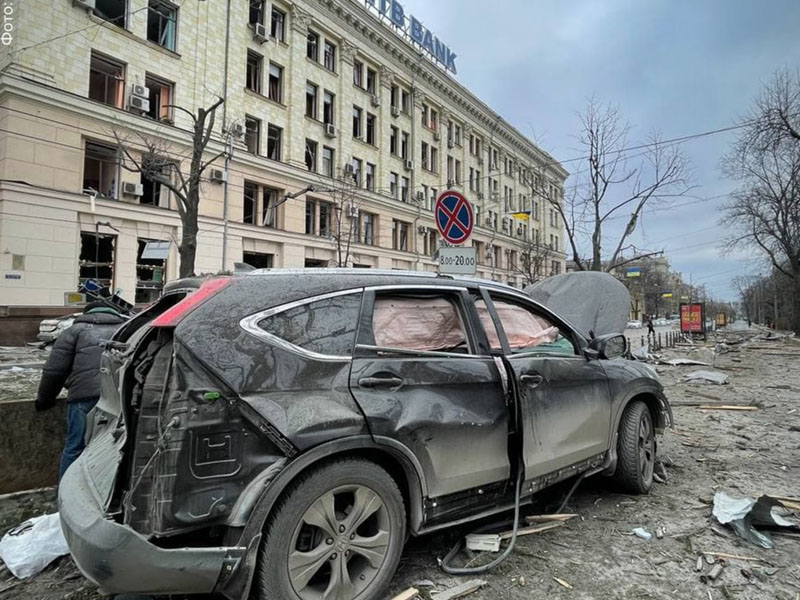 Center Square in Kharkiv after bombing
